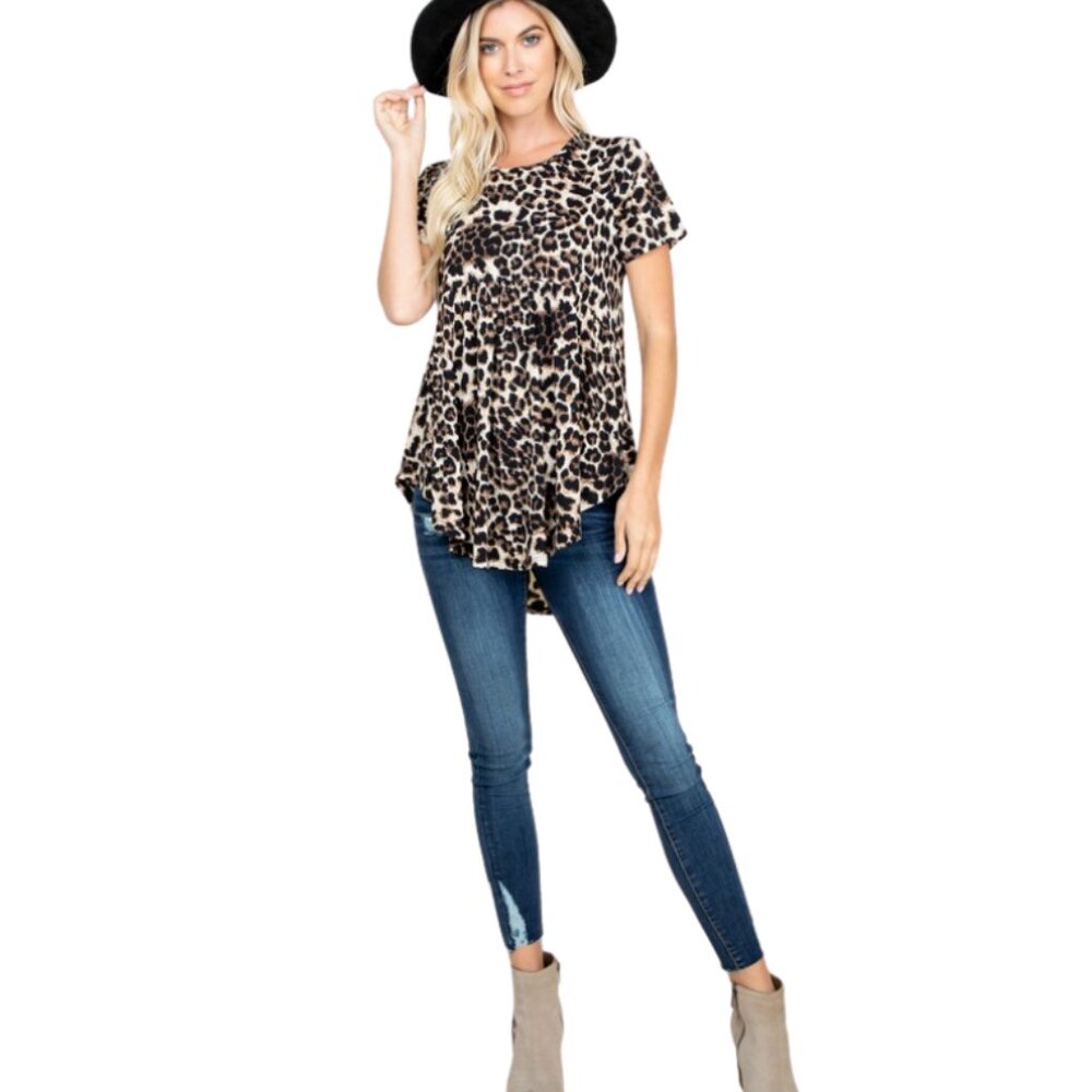 Animal Print Babydoll Top | Heimish USA | NWOT | Stretch Waist |‎ Flowy Fit